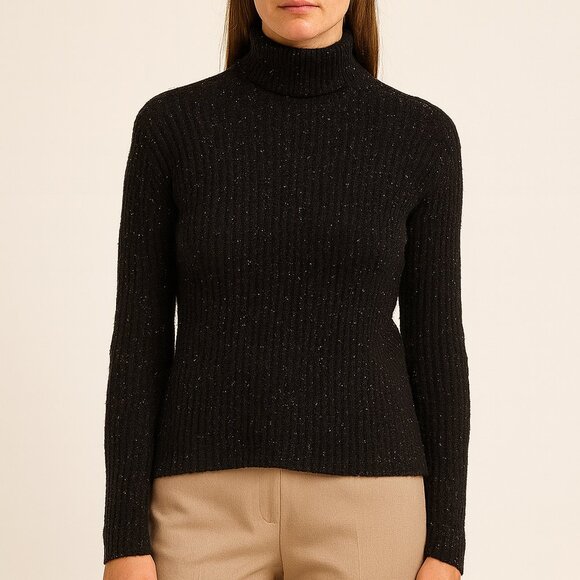Marine Layer Flecked Ribbed Turtleneck Sweater Navy Size Small - Picture 1 of 4